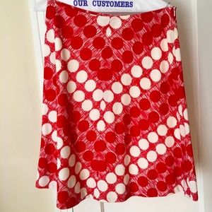 Red and white retro skirt, circles, size 8
